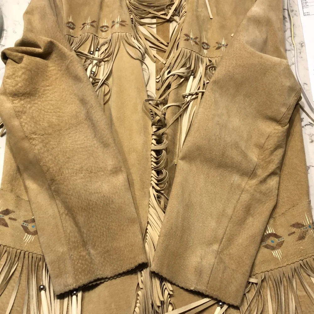 Western Suede Hand Painted Jacket by Patty Lewis Native American - Picture 13 of 16